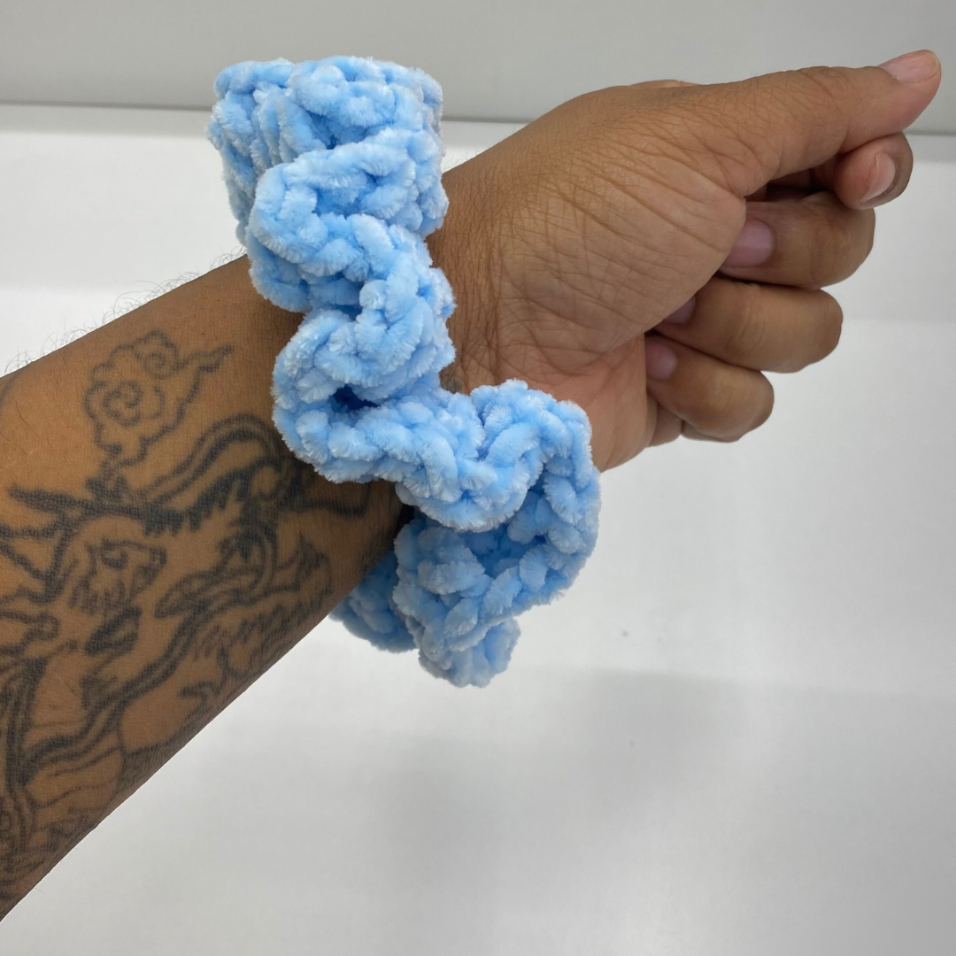 Velvet Plush Scrunchie in Sky Blue
