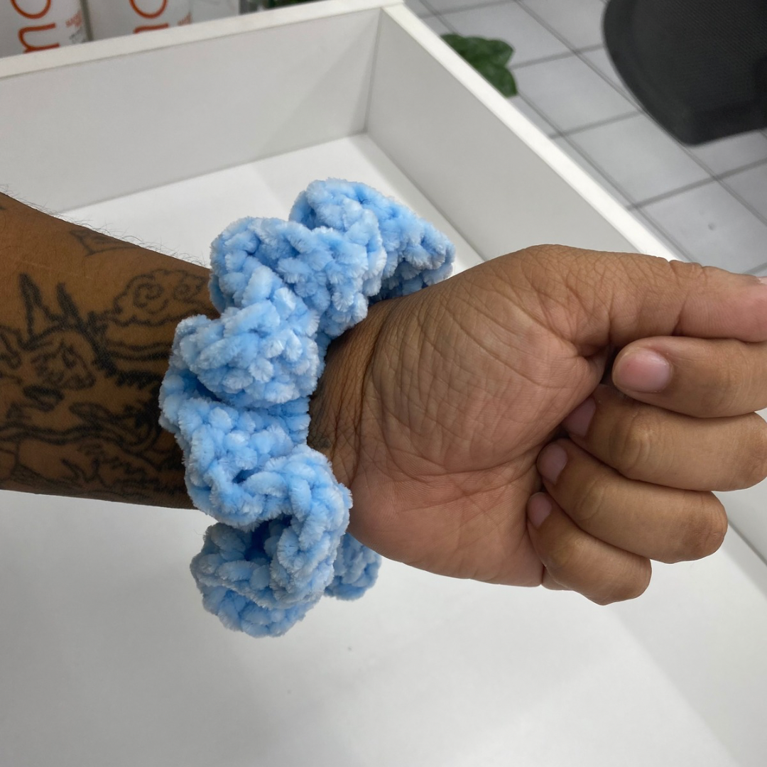 Velvet Plush Scrunchie in Sky Blue