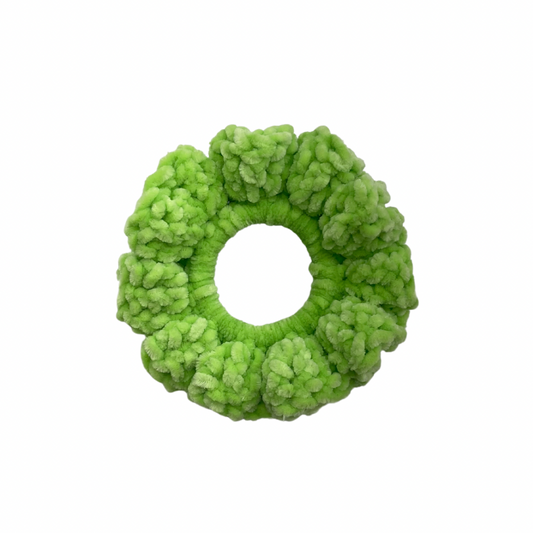 Neon Lime Green Chenille Velvet Scrunchie | Extra Fluffy Hair Tie | Soft & Gentle No-Crease Hair Accessory