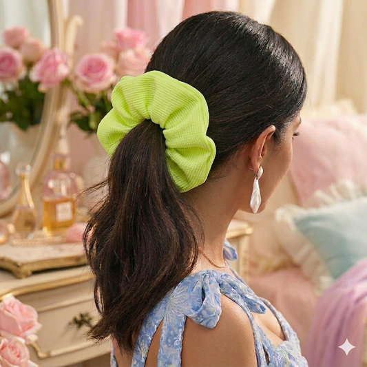 Lux Corduroy Oversized Scrunchie - Vibrant Neon Lime